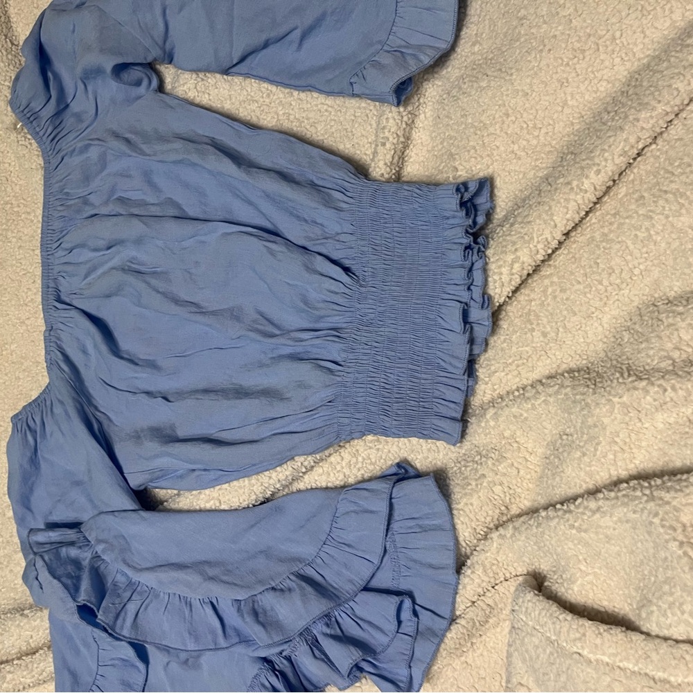 Blue Off-Shoulder Blouse